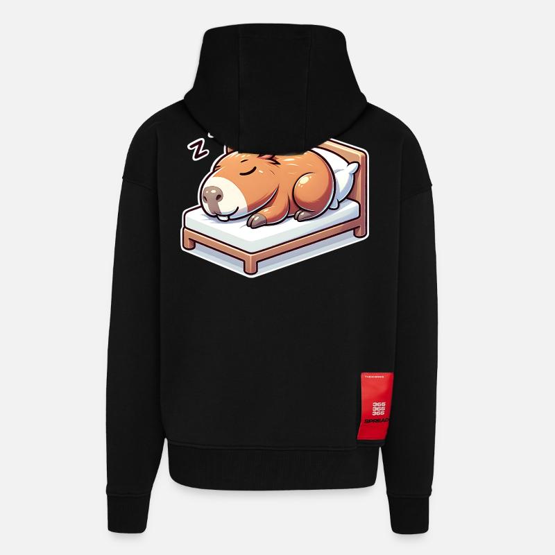 Schlafender Capybara - Zip Hoodie - made by SPREAD - SOLID BLACK