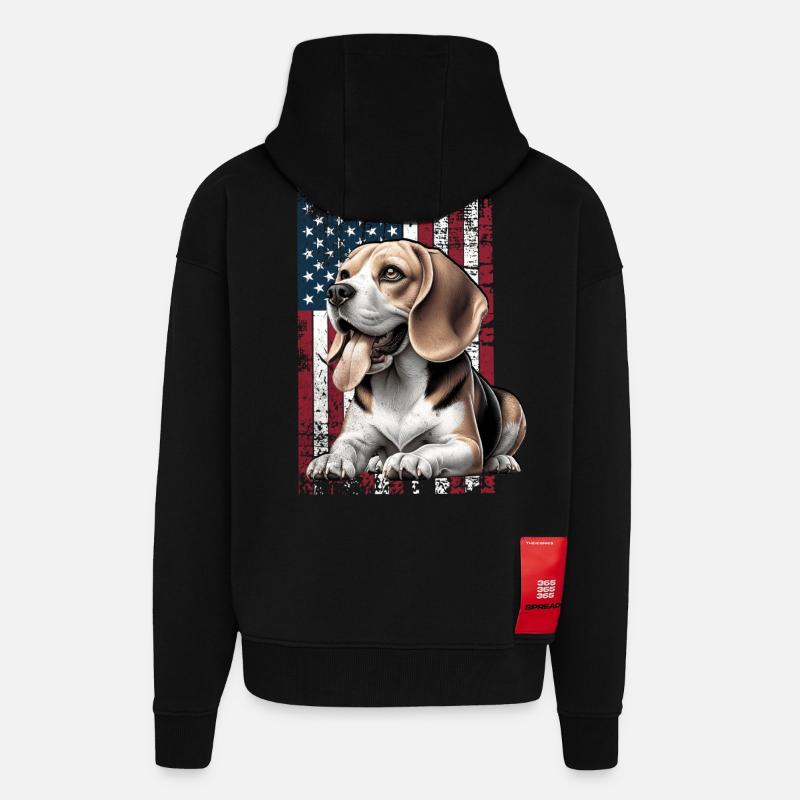 Beagle US Beagle - Veste à capuche bio épaisse oversize fabriqué en UE - SOLID BLACK