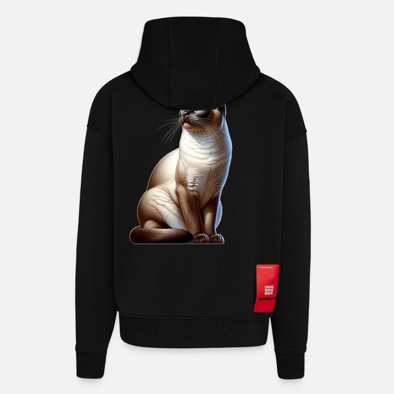 Siamese cat - Zip Hoodie - made by SPREAD - SOLID BLACK