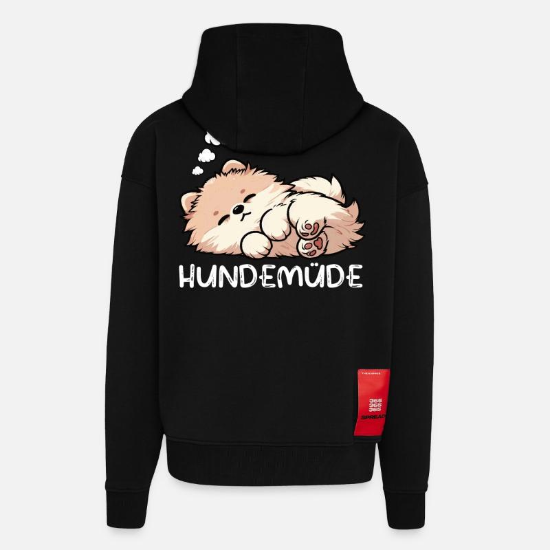 Hundemüde Zwergspitz Zwergspitze Spitzhund Spitz - Zip Hoodie - made by SPREAD - SOLID BLACK