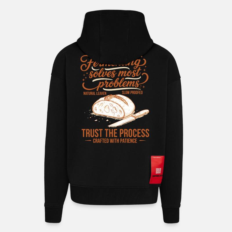 sourdough Fermenting Solves Problems - Zip Hoodie - made by SPREAD - SOLID BLACK