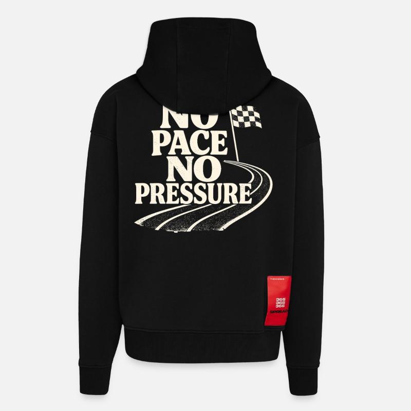 Pas de rythme, pas de pression - Veste à capuche bio épaisse oversize fabriqué en UE - SOLID BLACK