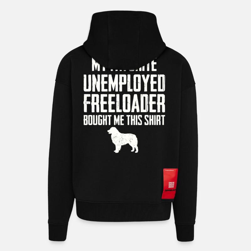 Funny Australian Shepherd Freeloader - Zip Hoodie - made by SPREAD - SOLID BLACK