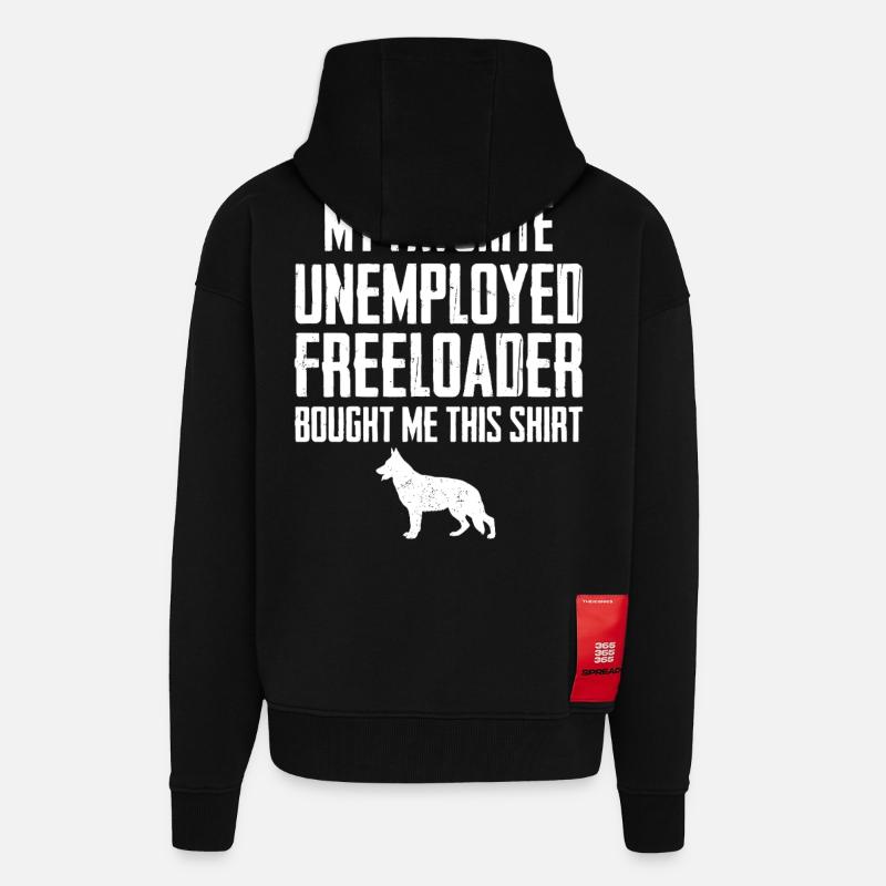 Funny German Shepherd Freeloader - Zip Hoodie - made by SPREAD - SOLID BLACK