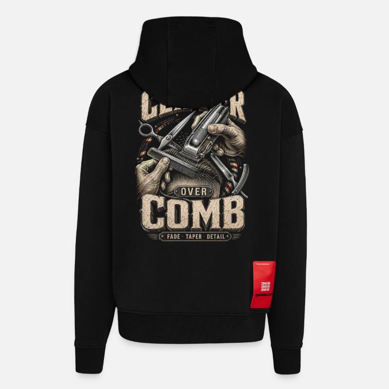 Barber Barbier Clipper Over Comb - Zip Hoodie - made by SPREAD - SOLID BLACK