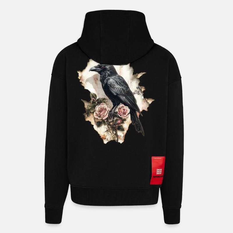 Corbeau - Veste à capuche bio épaisse oversize fabriqué en UE - SOLID BLACK