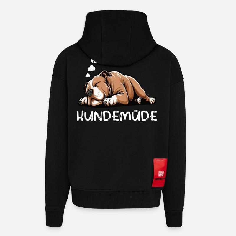 Hundemüde American Bully Bully Pit Bullybesitzer - Zip Hoodie - made by SPREAD - SOLID BLACK