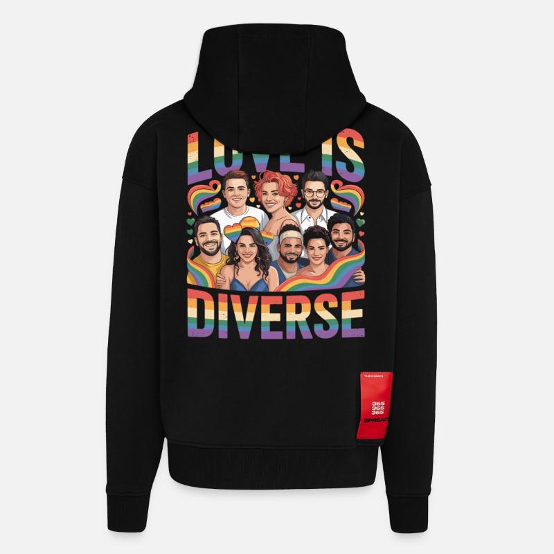 Love Is Diverse Pride Regenbogen - Zip Hoodie - made by SPREAD - SOLID BLACK