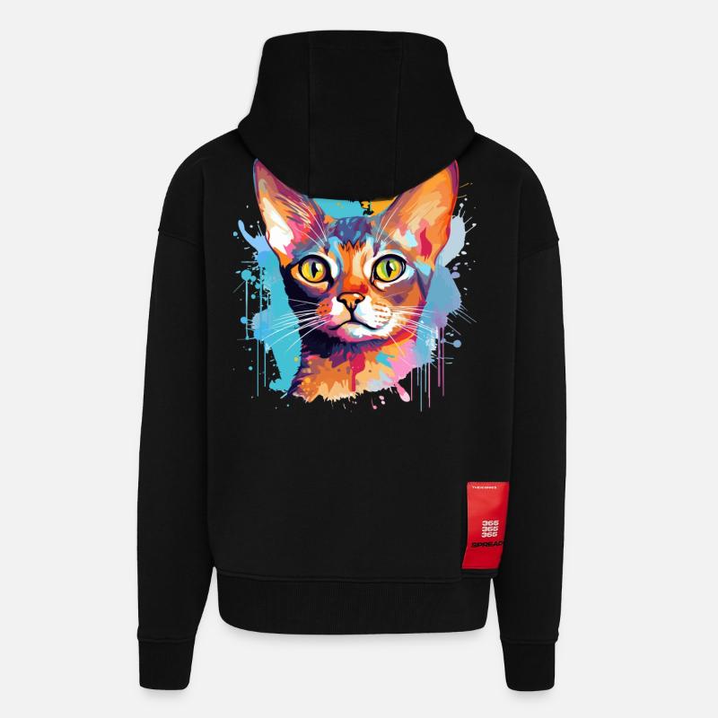 Abessinisches Katzengesicht – bunte Splash-Kunst - Zip Hoodie - made by SPREAD - SOLID BLACK