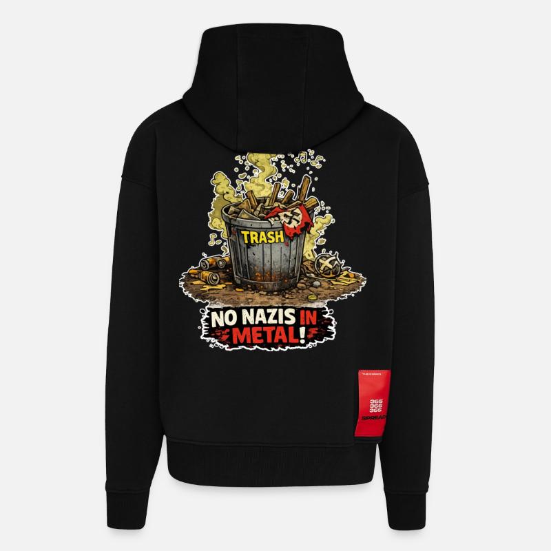 Right garbage can - Zip Hoodie - made by SPREAD - SOLID BLACK