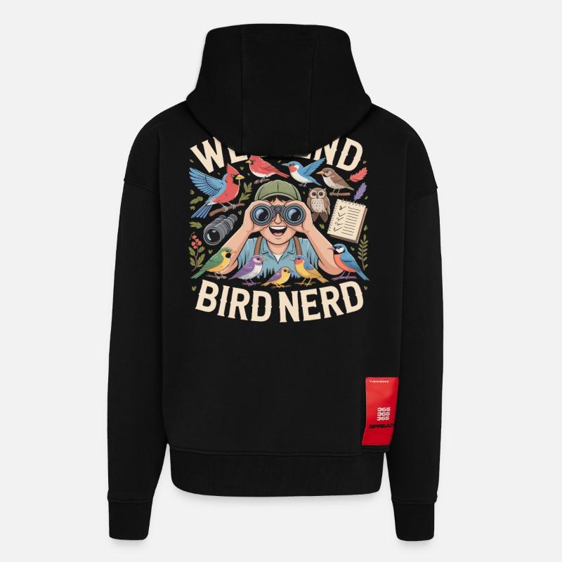 Weekend Bird Nerd Vogelbeobachter - Zip Hoodie - made by SPREAD - SOLID BLACK