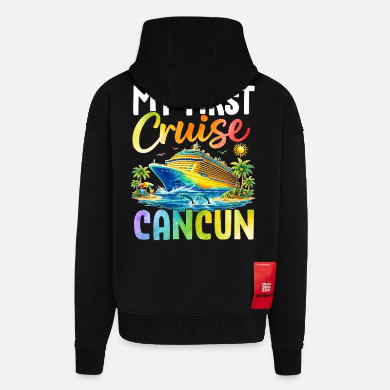 Ma première croisière à Cancún - Veste à capuche bio épaisse oversize fabriqué en UE - SOLID BLACK