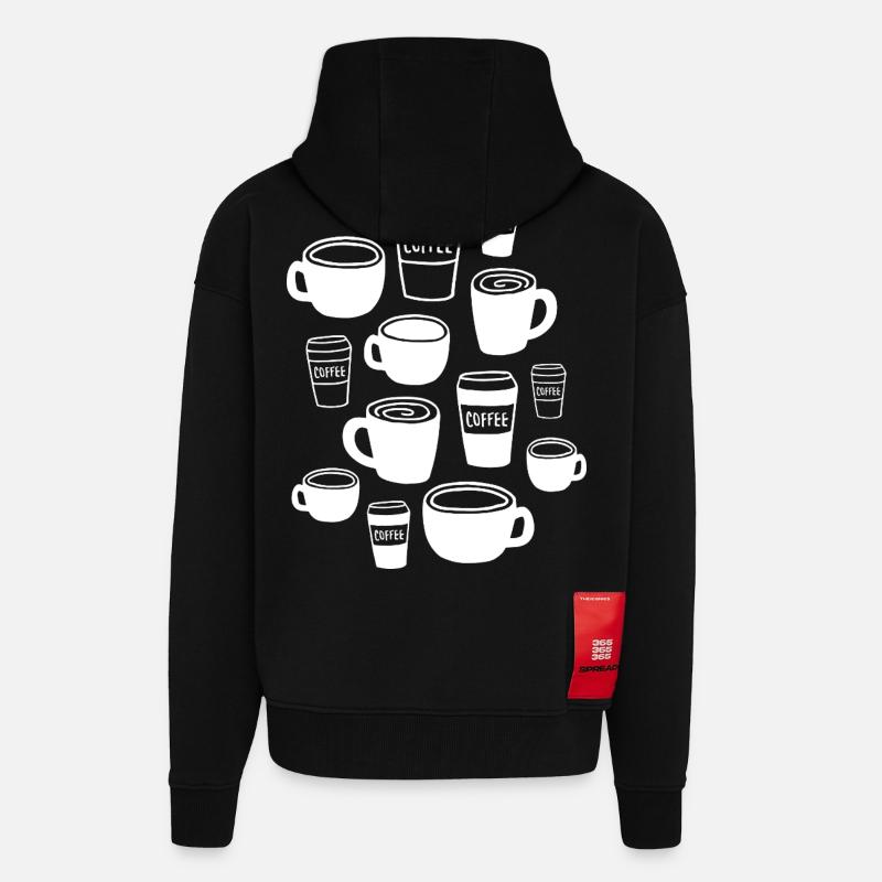 Tasse à café - Veste à capuche bio épaisse oversize fabriqué en UE - SOLID BLACK