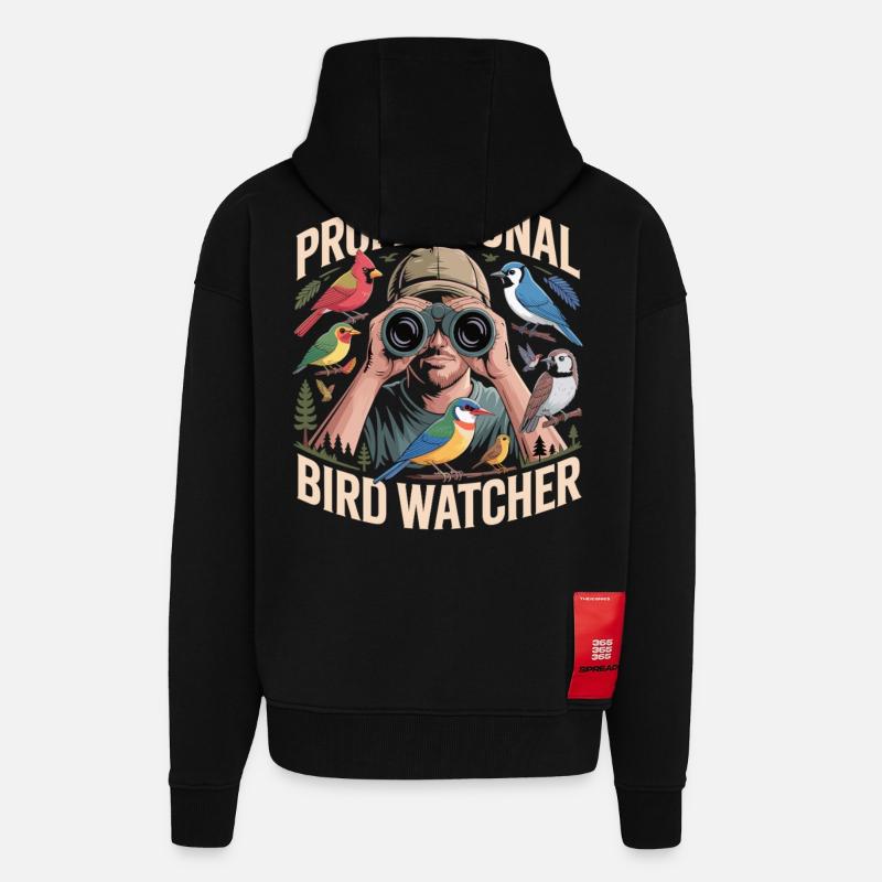 Professional Birdwatcher Birdwatcher - Zip Hoodie - made by SPREAD - SOLID BLACK