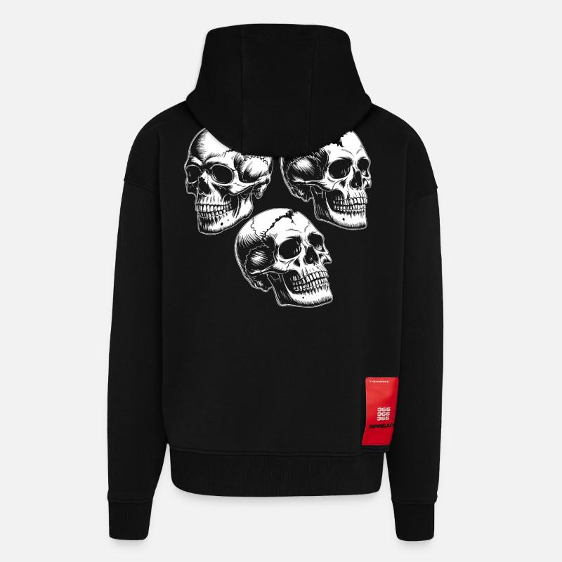 Three Skull Silhouettes - Zip Hoodie - made by SPREAD - SOLID BLACK