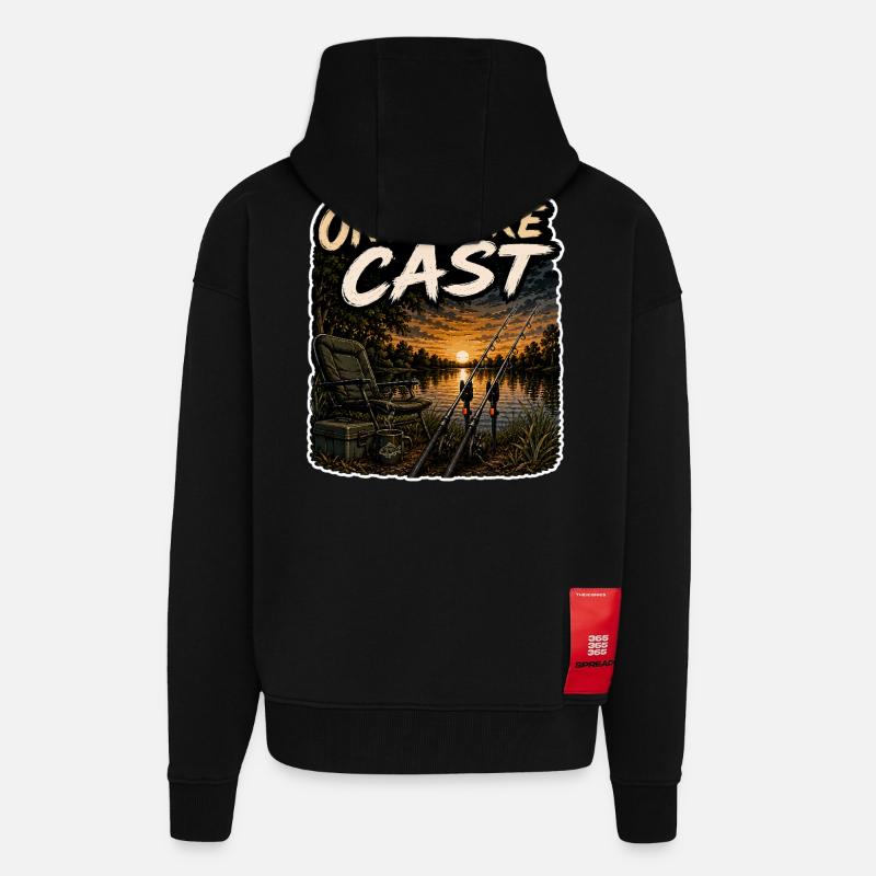 Ein weiterer Wurf Sonnenuntergangs-Karpfenfischen-Design - Zip Hoodie - made by SPREAD - SOLID BLACK