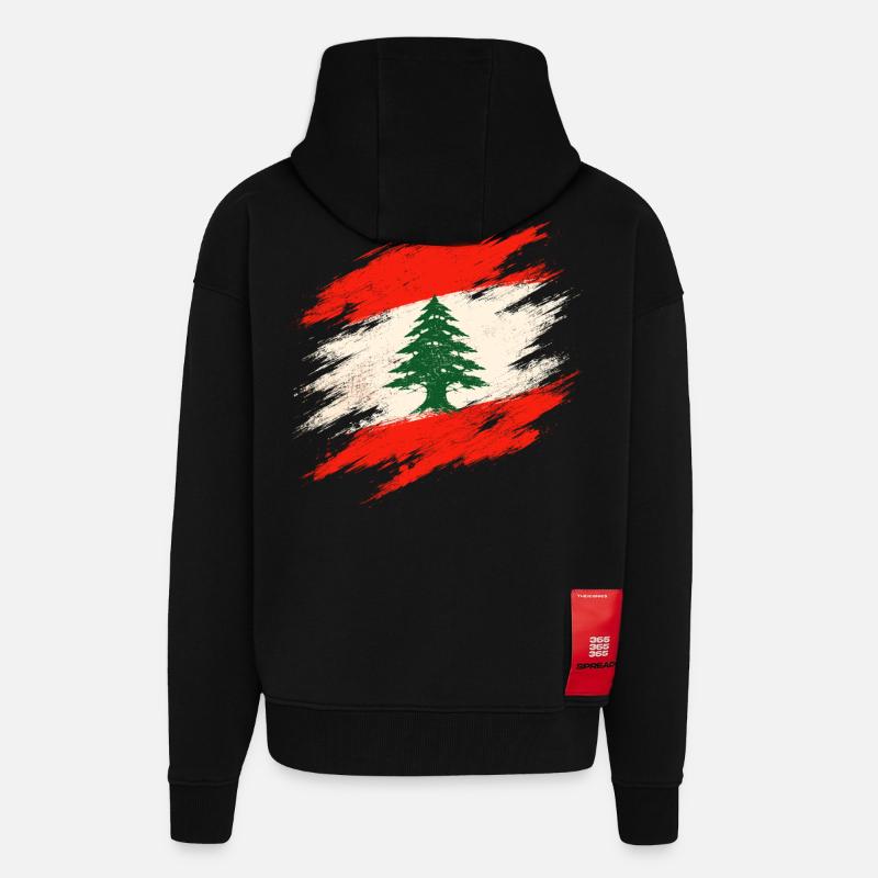 Liban Libanais - Veste à capuche bio épaisse oversize fabriqué en UE - SOLID BLACK