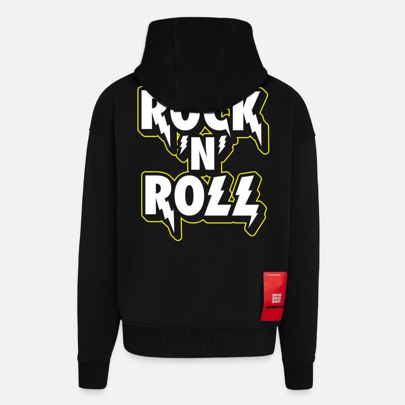 Rock 'N' Roll Lightning 3D-Logo - Zip Hoodie - made by SPREAD - SOLID BLACK