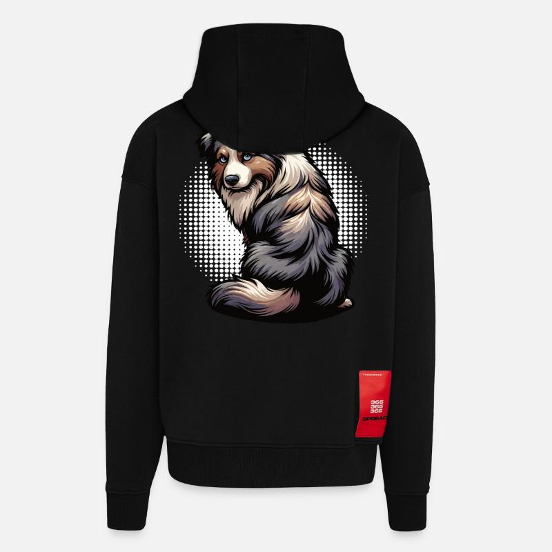 Berger australien Aussie Aussie Propriétaires Aussies - Veste à capuche bio épaisse oversize fabriqué en UE - SOLID BLACK