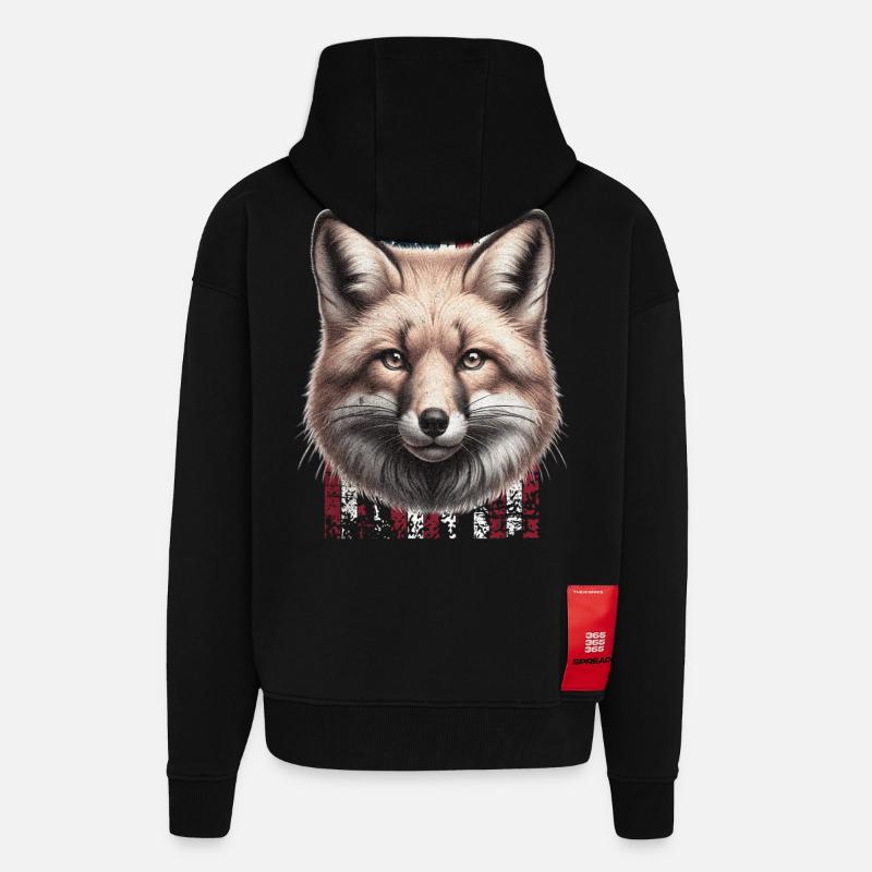 Fox US Red Fox Fox - Veste à capuche bio épaisse oversize fabriqué en UE - SOLID BLACK