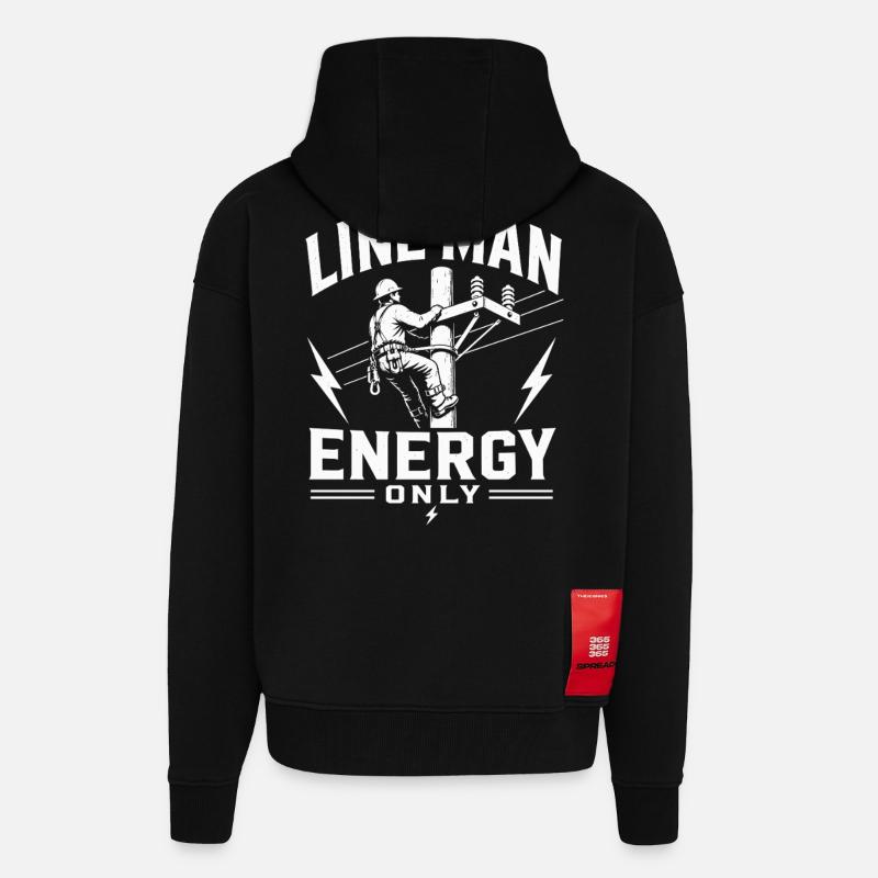 Engineering Engineer Electrician Lineman Design - Zip Hoodie - made by SPREAD - SOLID BLACK