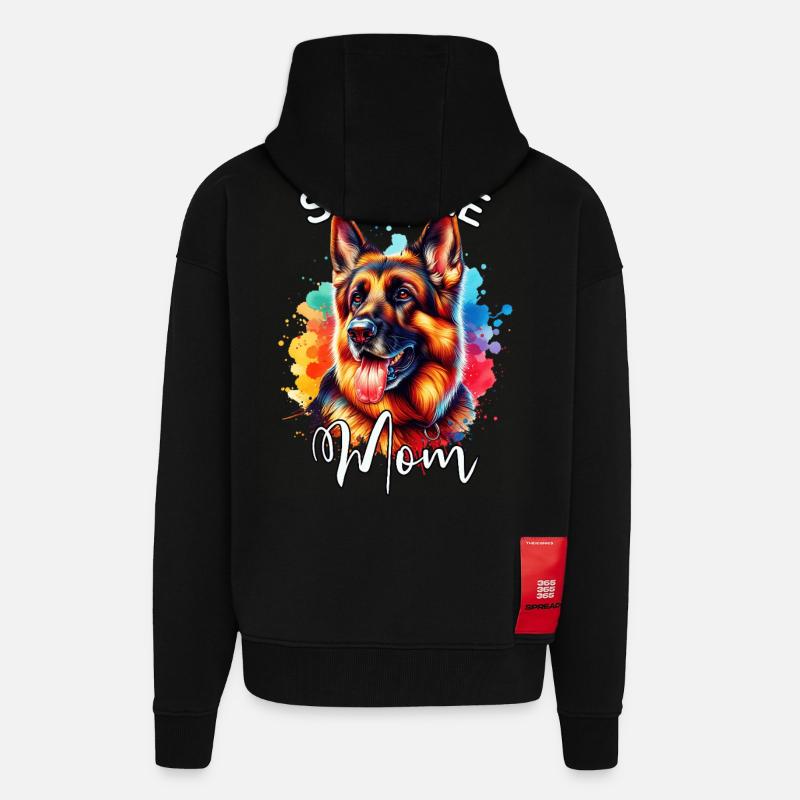 Deutscher Schäferhund Mama - Zip Hoodie - made by SPREAD - SOLID BLACK