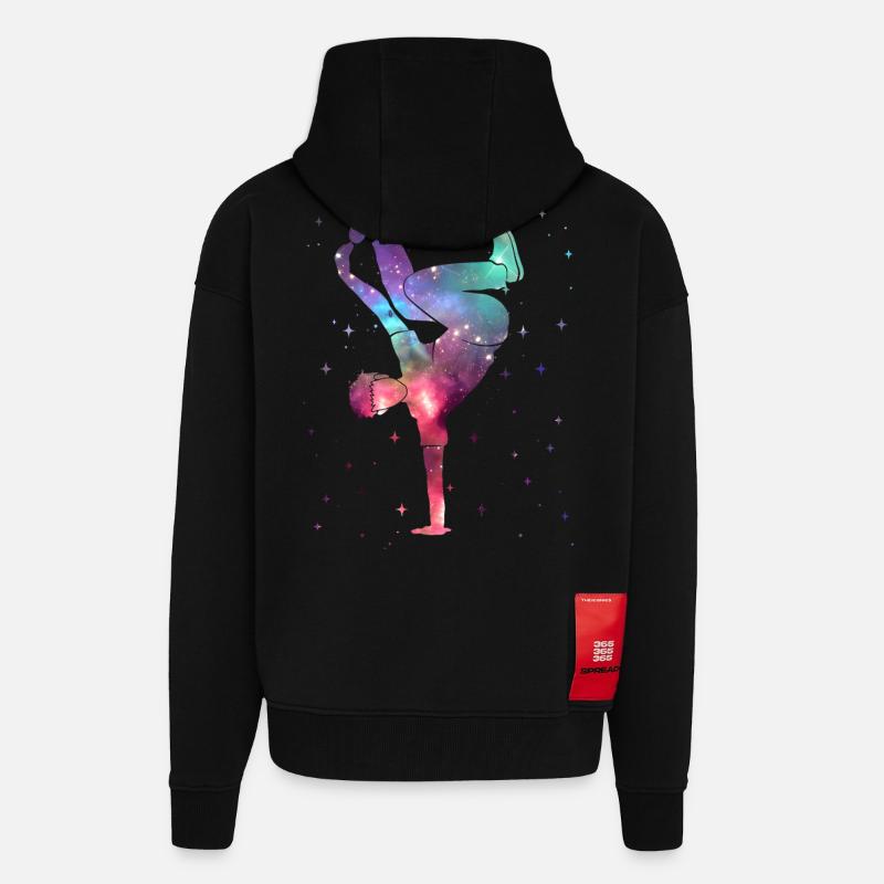 Breakdance Breakdancer Breakdance Breakdance Spatial - Veste à capuche bio épaisse oversize fabriqué en UE - SOLID BLACK