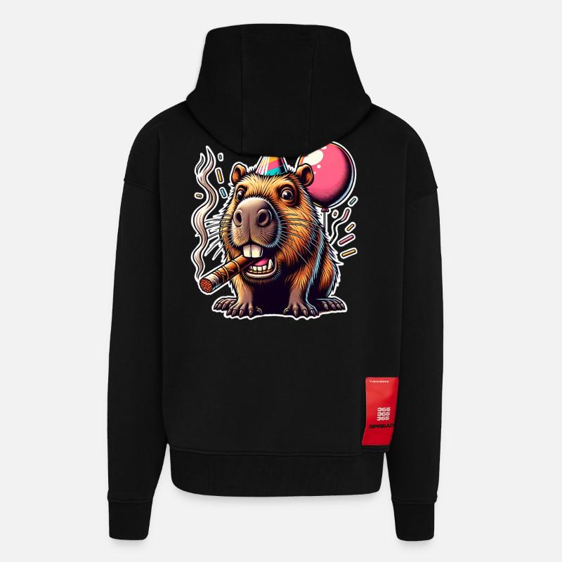 Capybara Party - Zip Hoodie - made by SPREAD - SOLID BLACK