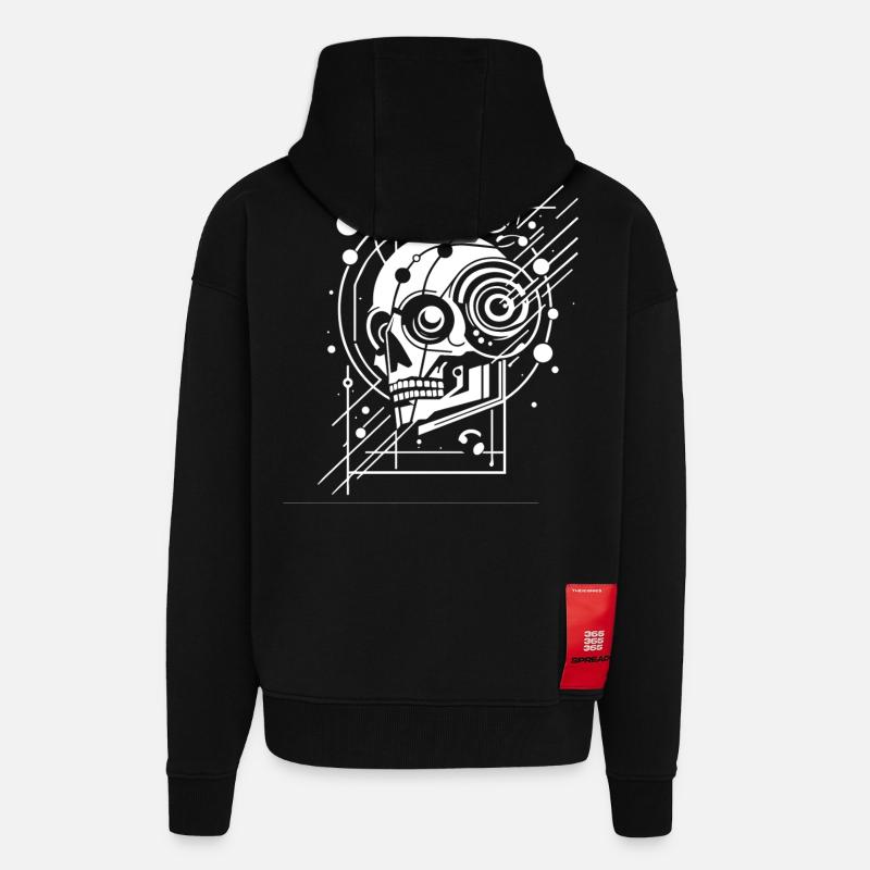 Zybernetische Totenschädelgeometrie - Zip Hoodie - made by SPREAD - SOLID BLACK