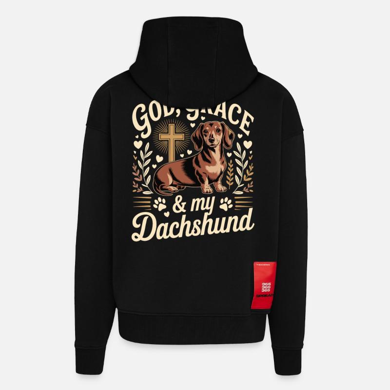 God Grace Dackel - Zip Hoodie - made by SPREAD - SOLID BLACK