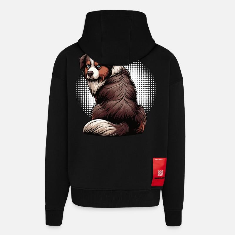 Berger australien Aussie Aussie Propriétaires Aussies - Veste à capuche bio épaisse oversize fabriqué en UE - SOLID BLACK