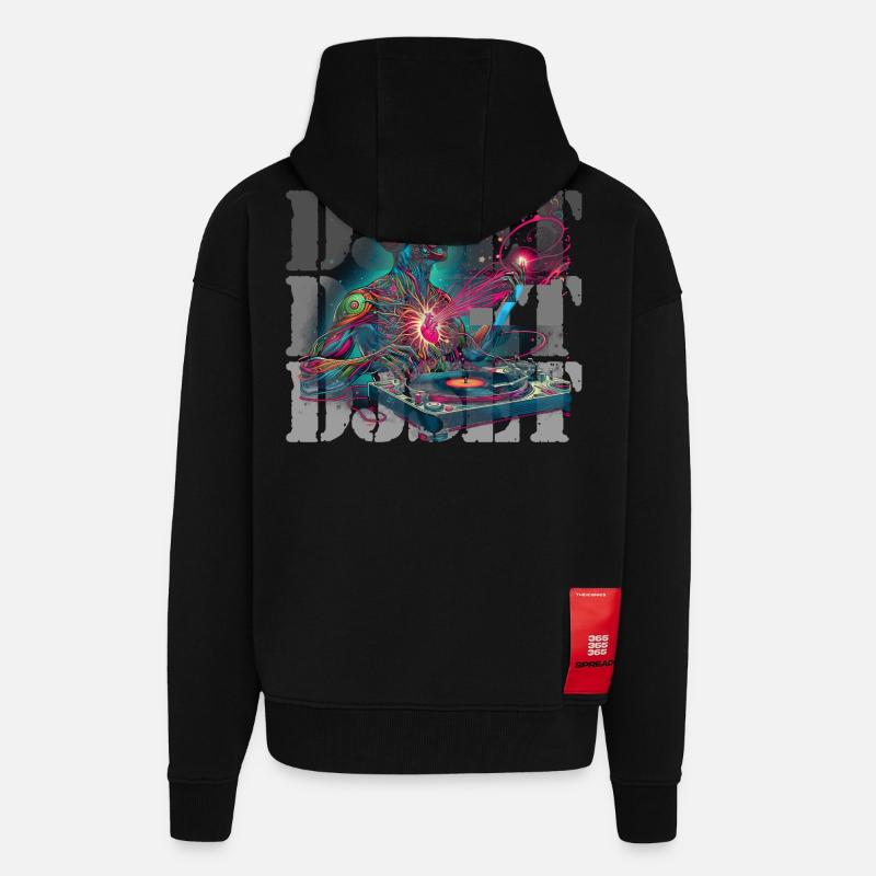 DJ Set - Zip Hoodie - made by SPREAD - SOLID BLACK