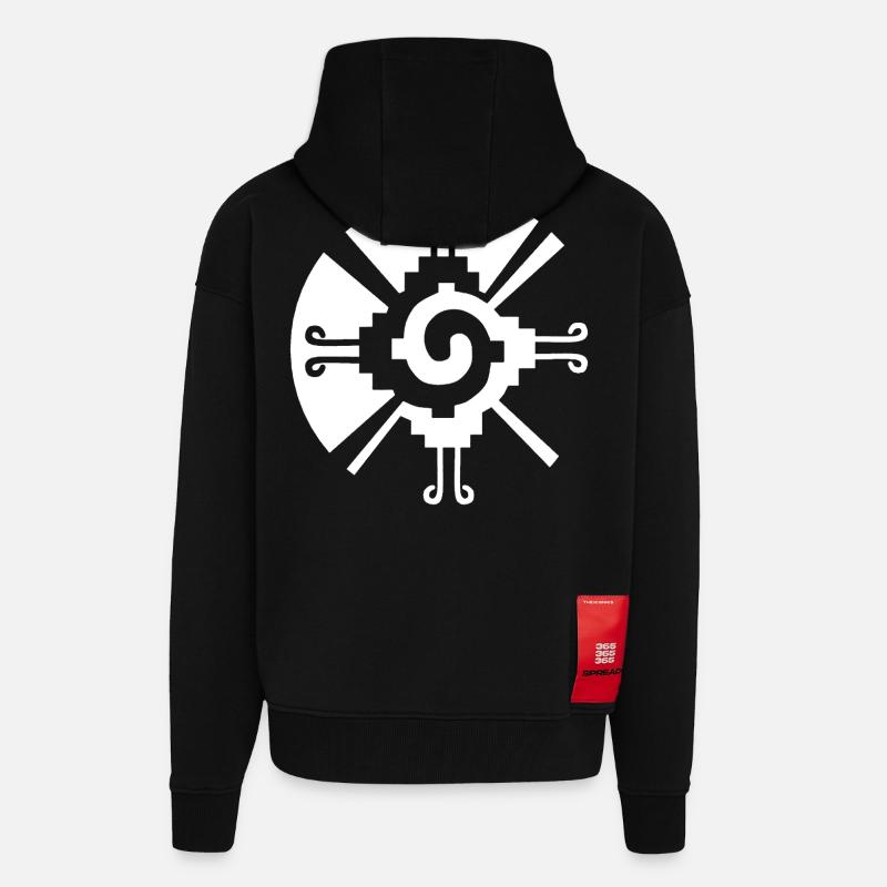 Solar Geometric Pattern (White) - Zip Hoodie - made by SPREAD - SOLID BLACK