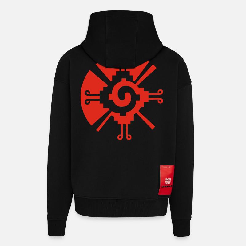 Solar Geometric Pattern (Red) - Zip Hoodie - made by SPREAD - SOLID BLACK