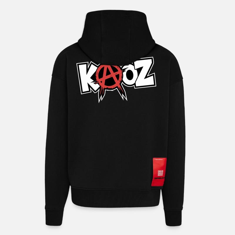 Kool KAOZ Anarchy Graffiti - Veste à capuche bio épaisse oversize fabriqué en UE - SOLID BLACK