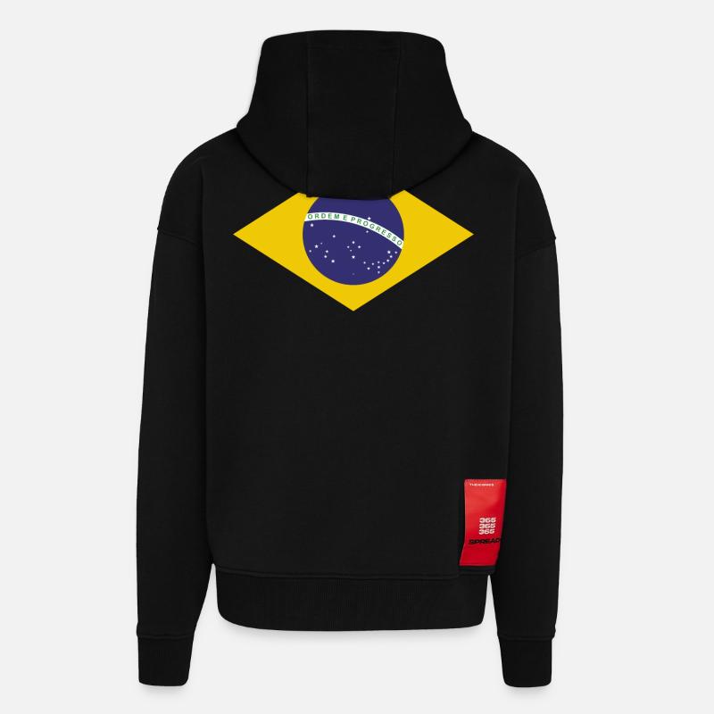 Drapeau de Brasilia - Veste à capuche bio épaisse oversize fabriqué en UE - SOLID BLACK
