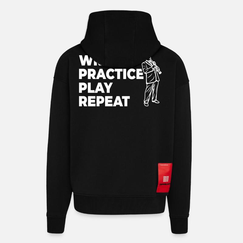 Writing, practicing, playing, repeating - Zip Hoodie - made by SPREAD - SOLID BLACK
