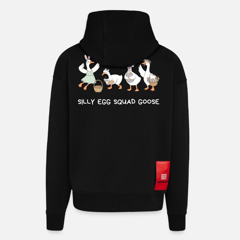 Épques de l’Escadron Œuf Idiot - Veste à capuche bio épaisse oversize fabriqué en UE - SOLID BLACK