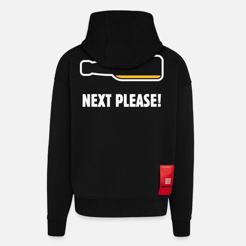 Next Please! (Bier / Bierchen / NEG 2C) - Zip Hoodie - made by SPREAD - SOLID BLACK