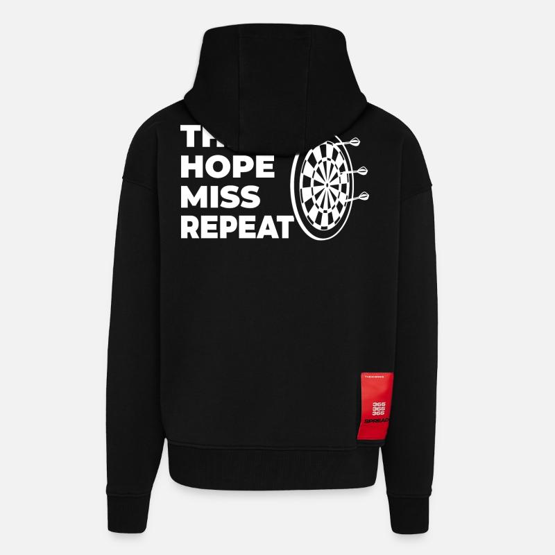 lancer, espérer, manquer, répéter - Veste à capuche bio épaisse oversize fabriqué en UE - SOLID BLACK