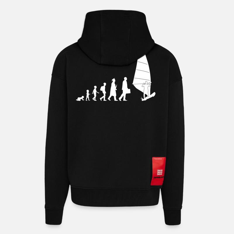 Évolution de la planche à voile - Veste à capuche bio épaisse oversize fabriqué en UE - SOLID BLACK