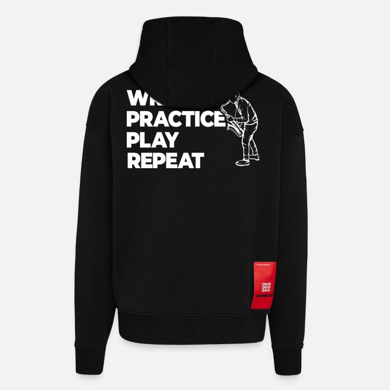 Writing, practicing, playing, repeating - Zip Hoodie - made by SPREAD - SOLID BLACK