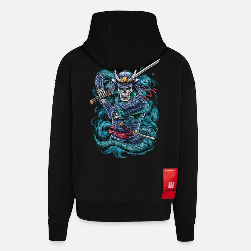 Ghostly Samurai Warrior - Zip Hoodie - made by SPREAD - SOLID BLACK