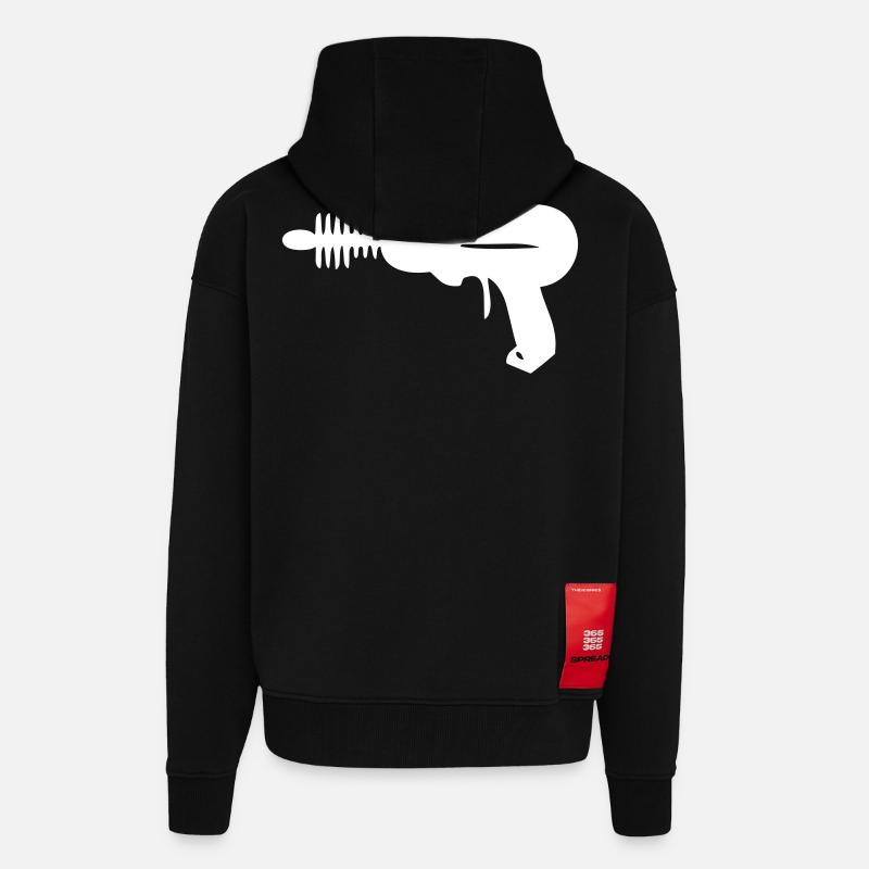 à faisceau - Pistolet laser - Laser - Veste à capuche bio épaisse oversize fabriqué en UE - SOLID BLACK