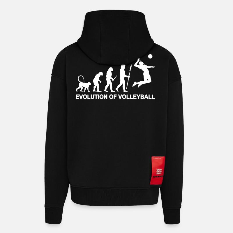 Évolution du volleyball - Veste à capuche bio épaisse oversize fabriqué en UE - SOLID BLACK
