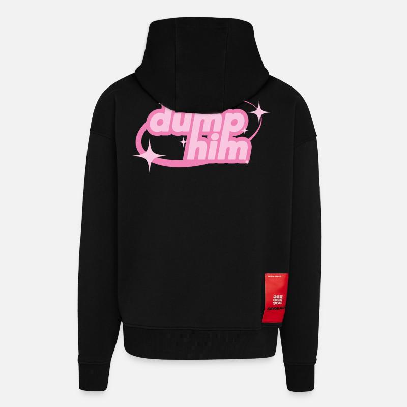 Dump Him – Déclaration girly Y2K - Veste à capuche bio épaisse oversize fabriqué en UE - SOLID BLACK