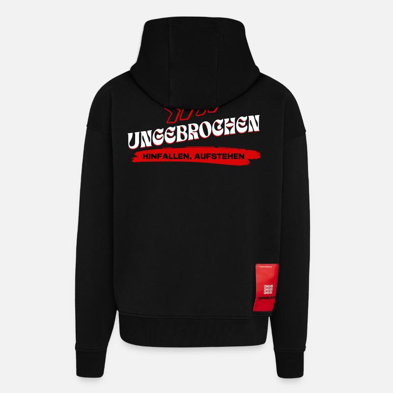 Ungebrochen Statement - Hinfallen Aufstehen - Zip Hoodie - made by SPREAD - SOLID BLACK
