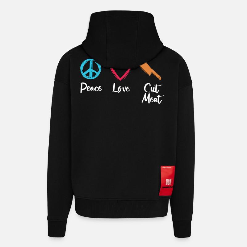 Frieden Liebe Fleisch schneiden - Zip Hoodie - made by SPREAD - SOLID BLACK