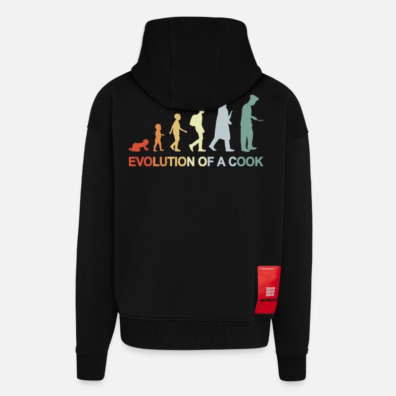 Evolution d’un cuisinier - Veste à capuche bio épaisse oversize fabriqué en UE - SOLID BLACK