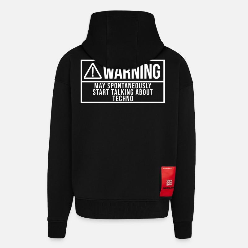 techno - Veste à capuche bio épaisse oversize fabriqué en UE - SOLID BLACK